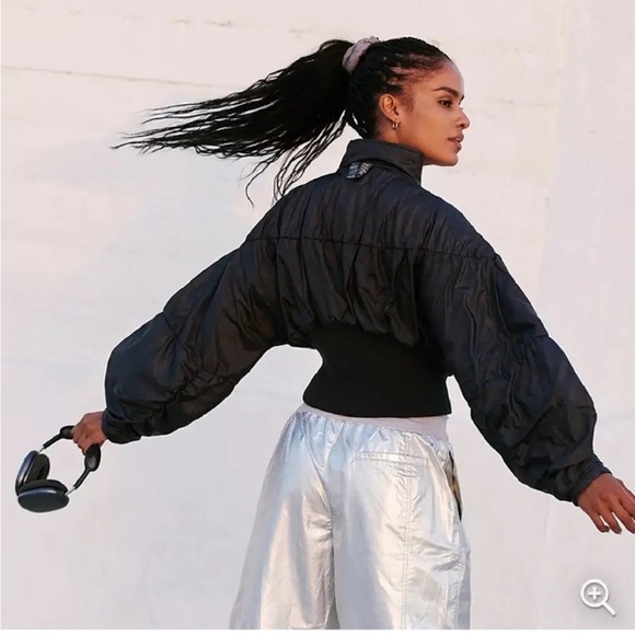 Free People Movement Black Glitz Blitz Bomber Puffer Jacket - Picture 2 of 5